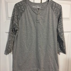 Rustic Souls Aztec Patterned Gray Baseball Tee